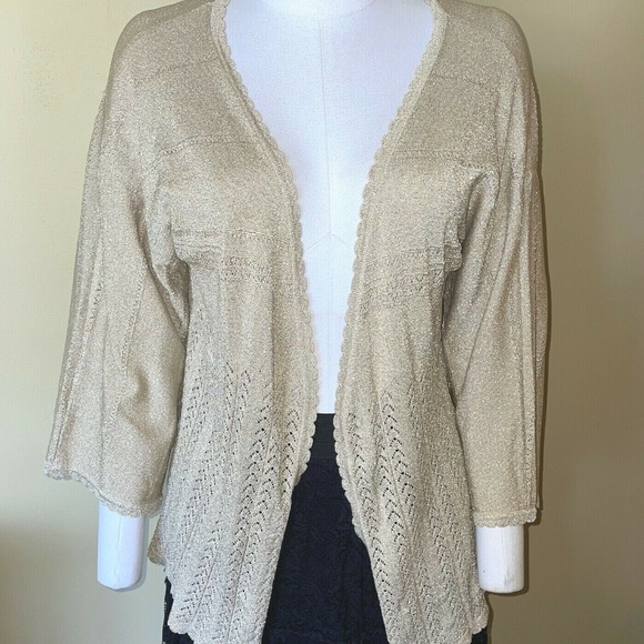 Lane Bryant Gold Metallic Open Front Sweater Cardigan NEW NWT - Picture 4 of 8